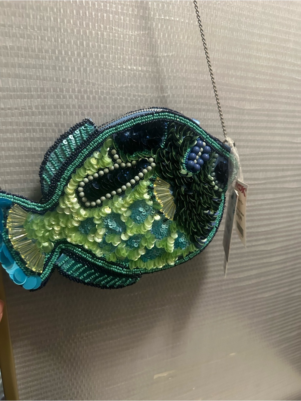 T.J.Maxx Beaded Fish purse in Green and Blue